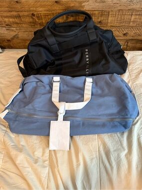Dolce and Gabbana Light Blue Canvas Weekender Bag&Perry Ellis black duffel bag